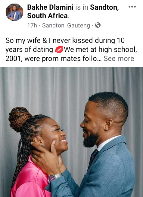 "My wife and I never kissed during 10 years of dating. Both of us were virgins"  - South African man reveals