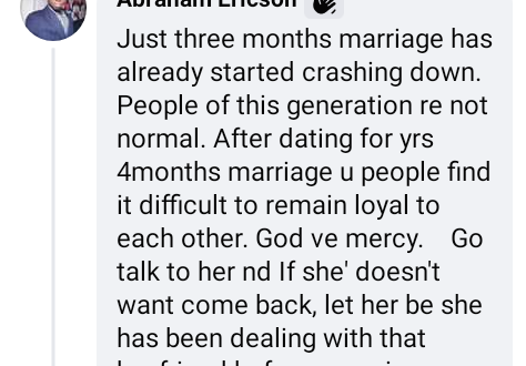 My wife is taking revenge by using her ex-boyfriend to frustrate me because I "broke marriage vow" 3 months after our wedding - Nigerian man laments
