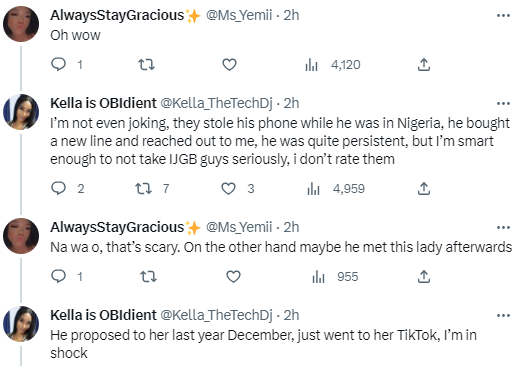 Nigerian lady calls out man who got engaged in December 2022 but was asking her out in January this year