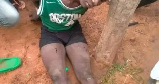 Suspected thief caught and tied to electric pole in Nasarawa