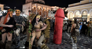 The people of Greece dance with giant penises every year