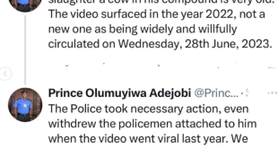 Video of mallam escorted by police to slaughter house is old. All affected officers have been withdrawn from him - Police spokesperson, Muyiwa Adejobi, clarifies