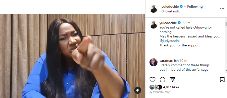 You?re not called Ijele Odogwu for nothing - Yul Edochie praises Judy Austin for coming out to lash out at those accusing him of not mourning his dead son enough