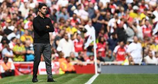 Arsenal manager Mikel Arteta during the Premier League match between Arsenal FC and Nottingham Forest at Emirates Stadium on August 12, 2023 in London, England.