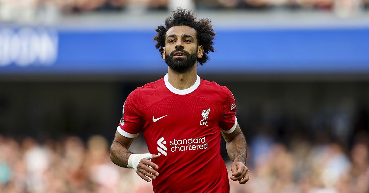 Liverpool star Mohamed Salah during the Premier League match between Chelsea FC and Liverpool FC at Stamford Bridge on August 13, 2023 in London, England.