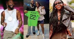 Michelle Alozie and Davido: Super Falcons star gifts Chioma's husband jersey