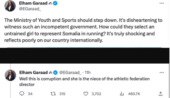 Somali Athlete underfire for her terrible performance in 100m race as she clocks