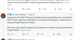 Twitter user narrates how a 24-year-old man spent $40k he inherited from his grandfather on Beyonce?s tickets for him and his girlfriend
