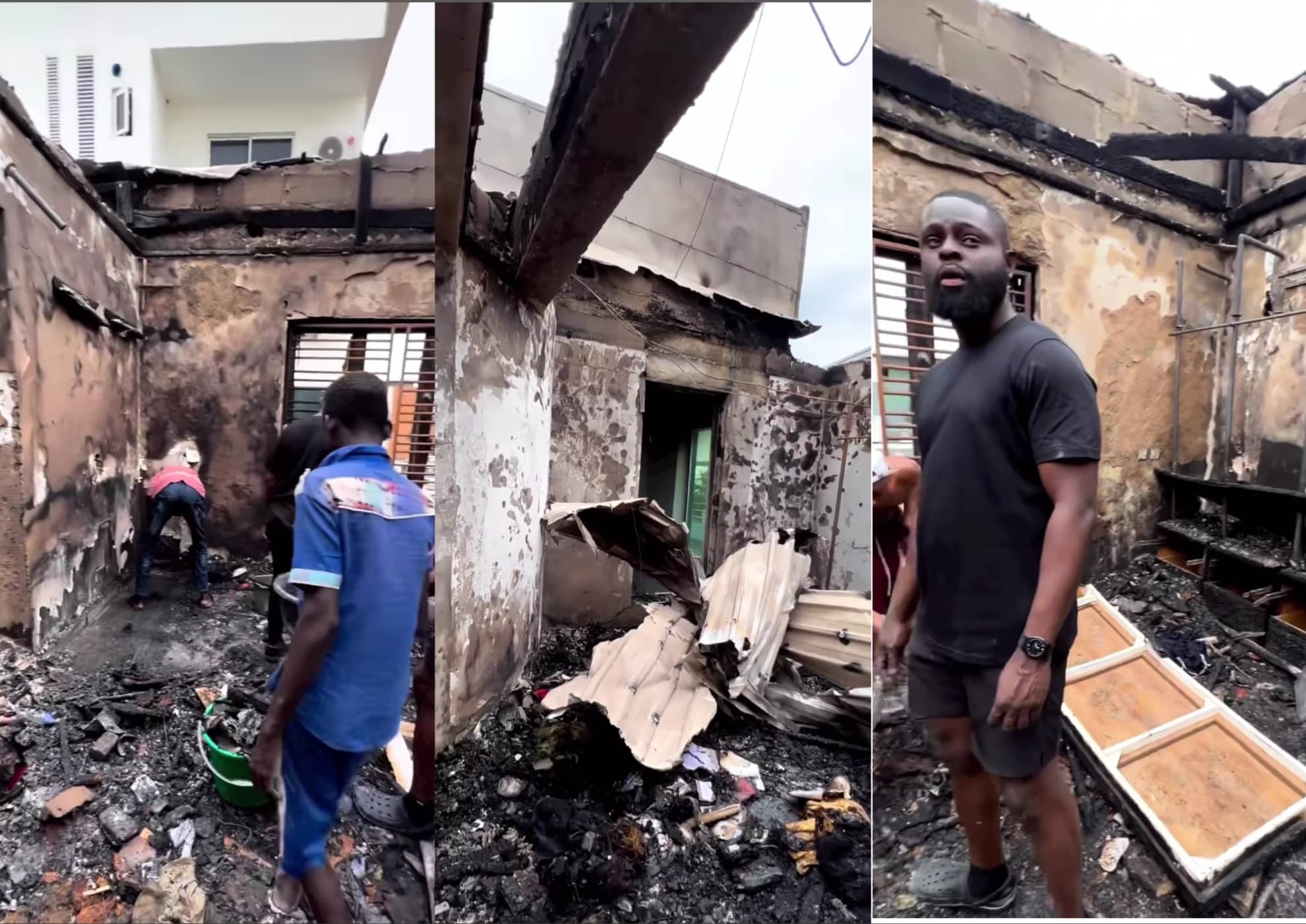 VIDEO: AY Comedian Loses A Lot After Fire Outbreak At Lekki Home
