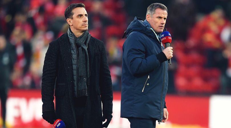 Gary Neville and Jamie Carragher while working for Sky