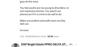 Delta PRO replies Nigerian man questioning a Female police officer for possessing an expensive phone