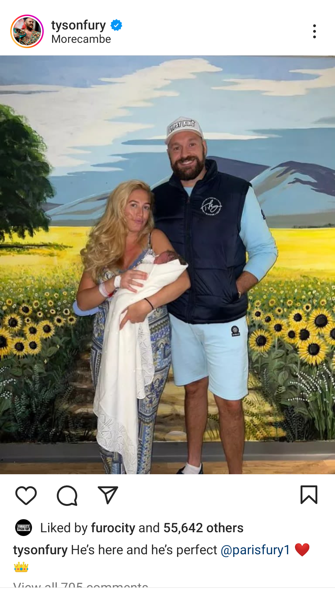 'He's here and he's perfect'- Boxing champion Tyson Fury announces birth of his 7th child