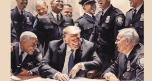 Again, Trump shares court sketch of him sitting next to "Jesus"