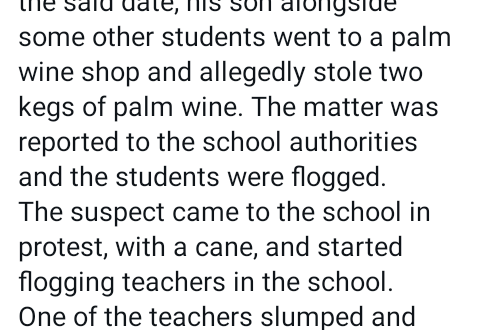 Angry father flogs teacher to d�ath after school disciplined his son over alleged palm wine theft in Delta