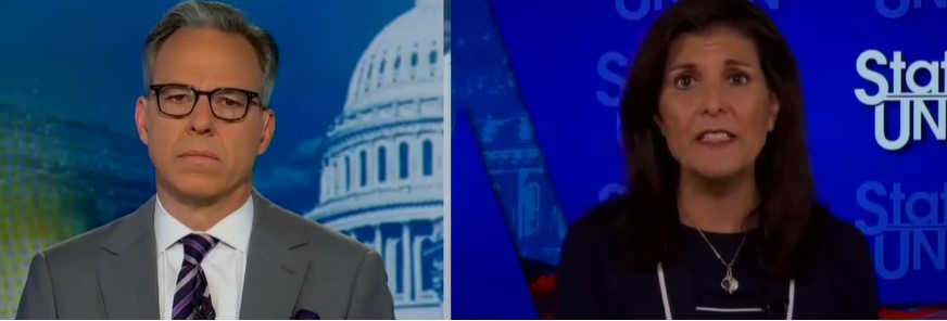 Nikki Haley talks to Jake Tapper about Israel on CNN's State Of The Union.