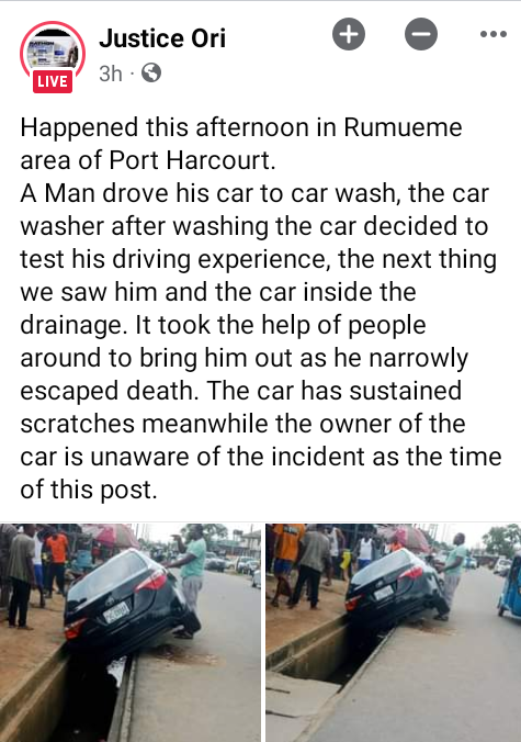 Car wash attendant narrowly escapes d@ath as he crashes customer