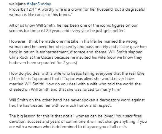 If a woman is playing hard to get she most likely doesn?t like you. Walk away! - Businessman Wale Jana advises men as he weighs in on the Jada Pinkett/Will Smith marital crisis