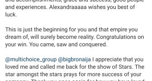 "Ilebaye my daughter and sister" Alex Unusual writes open letter to winner of Big Brother Naija All Stars