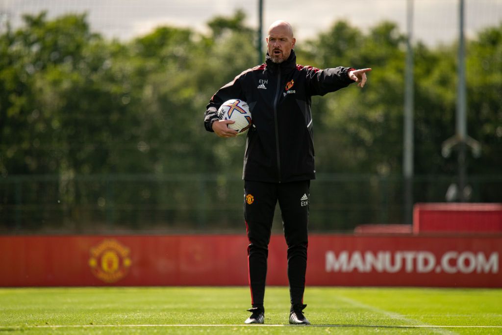 Manager Erik ten Hag of Manchester United in action during a first team training session at Carrington Training Ground on June 27, 2022 in Manchester, England. (Photo by Ash Donelon/Manchester United via Getty Images)