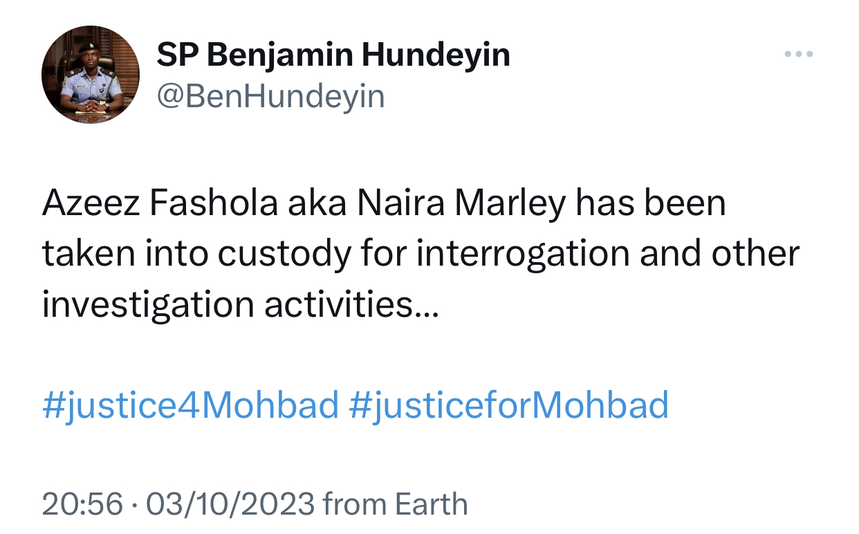 Mohbad: Naira Marley arrives Nigeria, taken into police custody for questioning