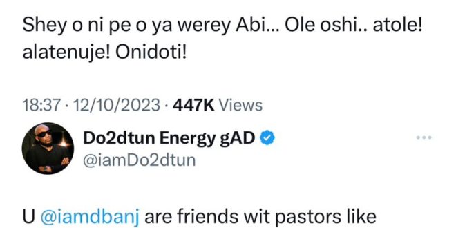 OAP Dotun threatens to release DBanj