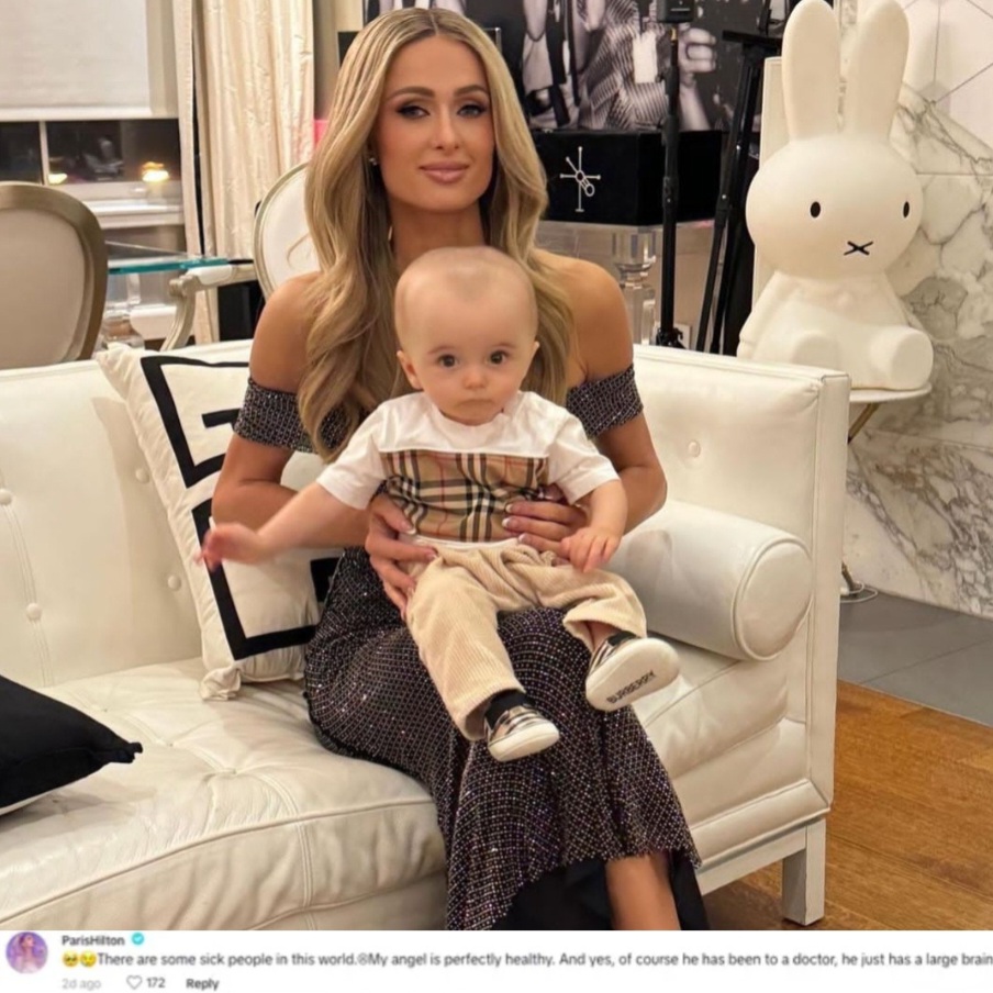 Paris Hilton slams trolls who mocked her infant son