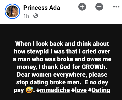 Please stop dating broke men - US-based Nigerian lady advises women