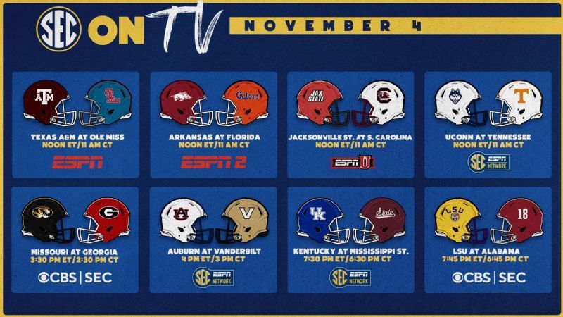 SEC Football on TV: Week 10