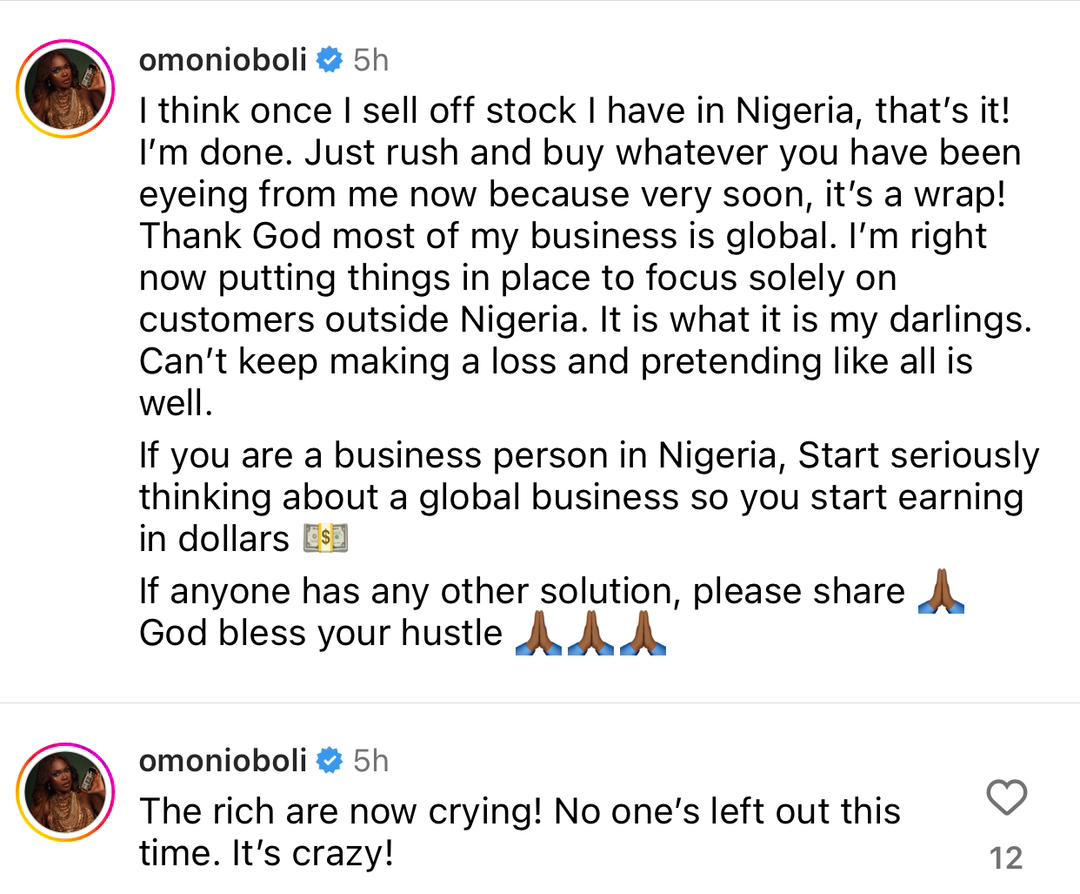 The rich are now crying. Everyone is running at a loss - Actress Omoni Oboli decries the rising exchange rate