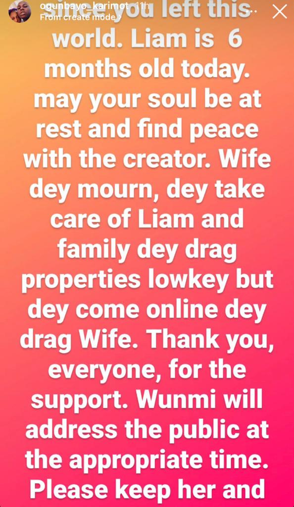 The wife is mourning and taking care of Liam while family members are dragging his properties - Mohbad