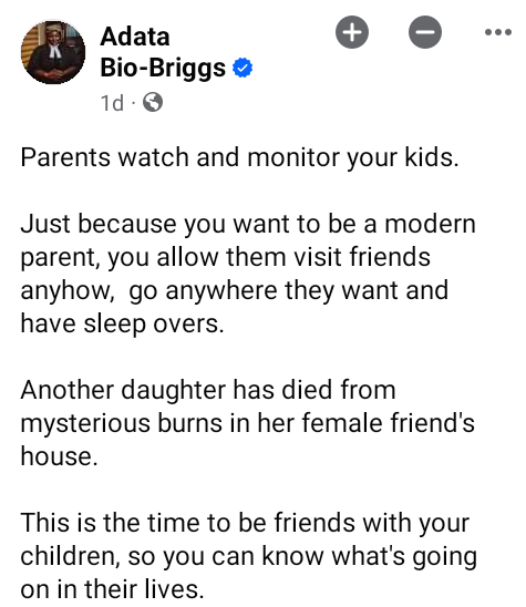 Watch and monitor your kids - Rivers FIDA chairperson advises parents as girl dies from mysterious burns in her female friend