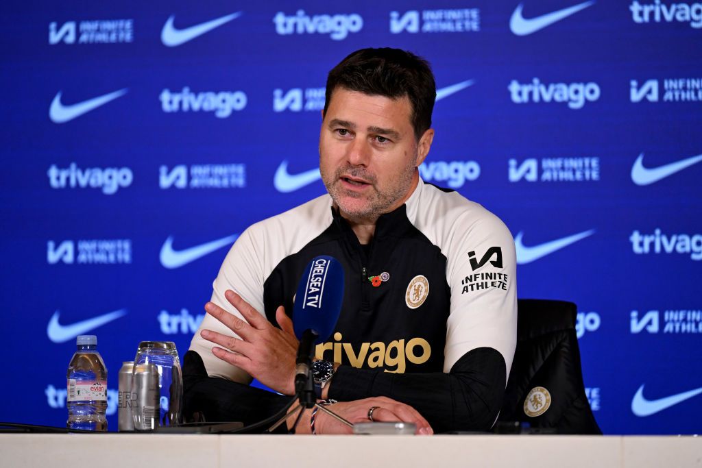 Mauricio Pochettino of Chelsea during a press conference at Chelsea Training Ground on November 3, 2023 in Cobham, England. (Photo by Darren Walsh/Chelsea FC via Getty Images)