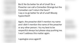 I sincerely apologize but e nor go better for all of una- Mr Macaroni slams Christian Twitter users offended by his post calling out a clergyman