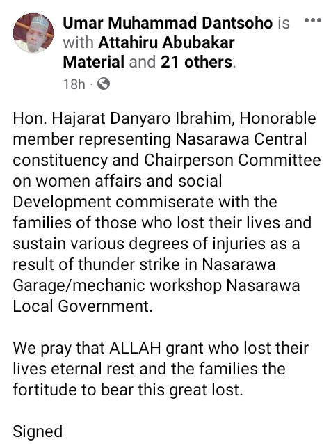 Lightning kills four in Nasarawa