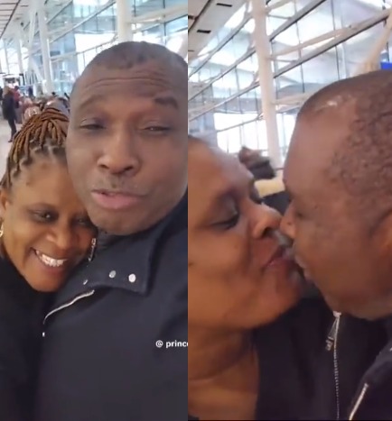 Lovely video of a Nigerian man welcoming his wife back to the UK after she visited Nigeria
