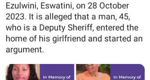Married Deputy Sheriff sh00ts dead his girlfriend, her sister and two other women in South Africa