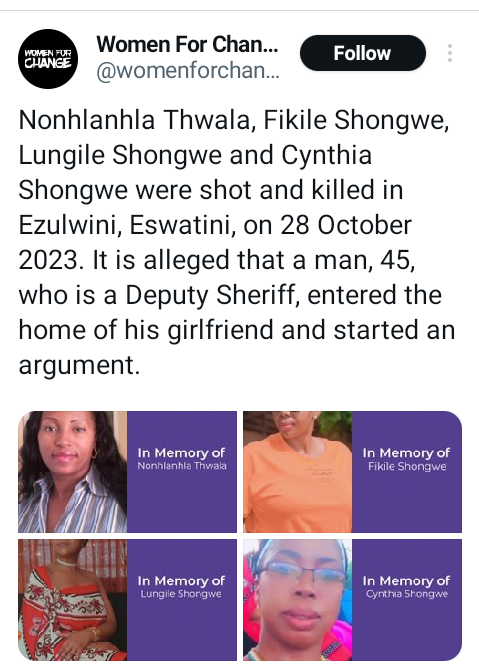 Married Deputy Sheriff sh00ts dead his girlfriend, her sister and two other women in South Africa