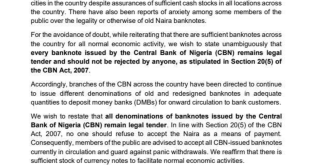 No one should refuse to accept old naira notes - CBN tells Nigerians