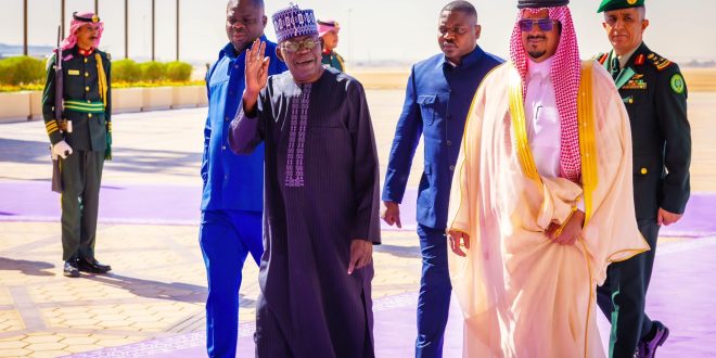 President Tinubu arrives Riyadh for Saudi-Africa summit