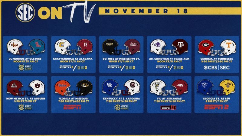 SEC Football on TV: Week 12