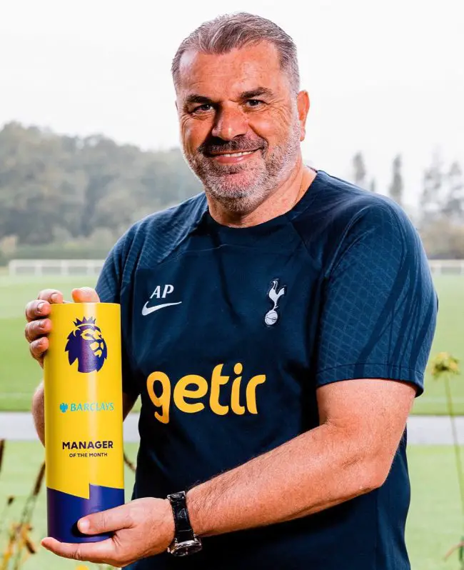 Tottenham Boss Ante Postecoglou becomes first to win Premier League Manager Of The Month Award in first 3 months of season