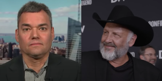 Actor Nick Searcy unloaded on an MSNBC analyst after they suggested outrage over Ivy League presidents' failing to condemn anti-Semitism on their campuses was an affront to free speech.