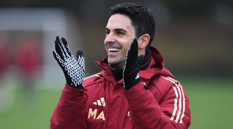 Arsenal manager Mikel Arteta pictured during a training session in December 2023.