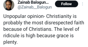 Christianity is probably the most disrespected faith because of Christians - Actress, Zainab Balogun says