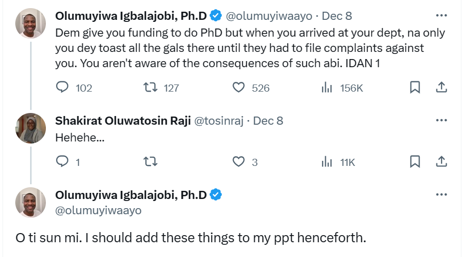 Complaints filed against Nigerian PhD student who was wooing women in his department