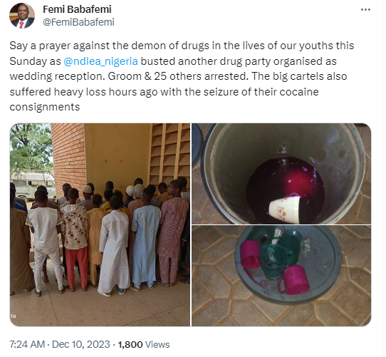 Groom and 25 others arrested as NDLEA bust another drug party organized as wedding reception (photos)