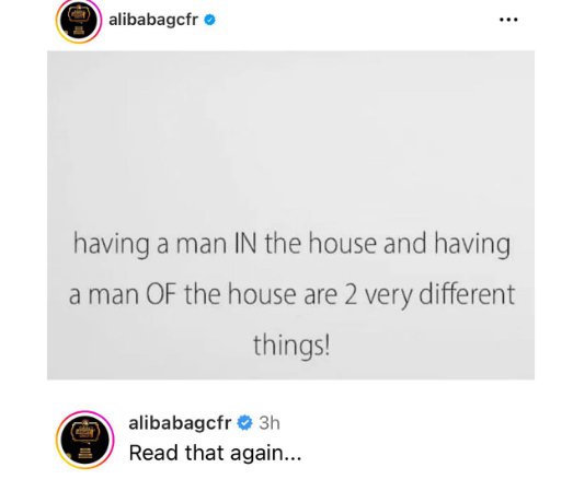 Having a man in the house and having a man of the house are two different things - Alibaba