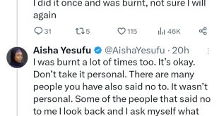"I have never believed that I have to wait for a man to toast me," Aisha Yesufu says as she recounts how she asked her husband out