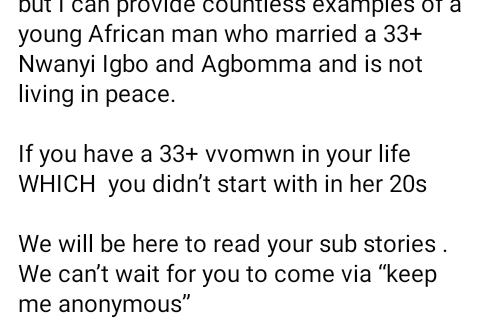 I will choose an old Caucasian woman over a 33-year-old Igbo lady. She will take me out of poverty - Nigerian man says
