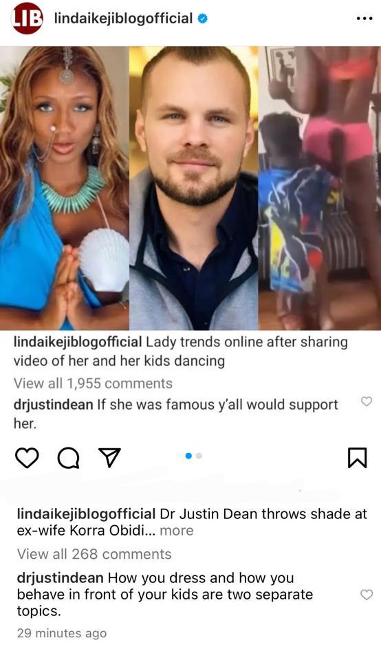 Justin Dean explains why he supported ex-wife Korra Obidi to dress scantily but is now against it